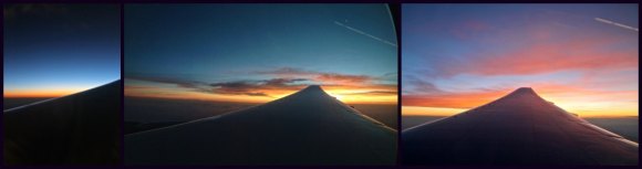 The sunrise to greet us on the airplane.