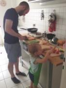 Cooking with daddy.