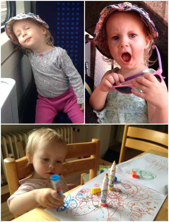 Note: Top right, is her pretend sleep like the people on the train.